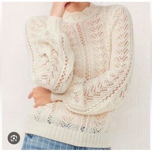 LAUREN CONRAD Pointelle Sweater XL Cream Silk New